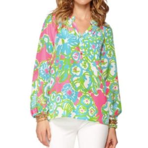 Lilly Pulitzer Elsa Silk Top, XS, A Delicacy Print